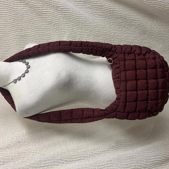 Free People Movement Quilted Crossbody Bag Raspberry Boho Basic Active Burgundy - Picture 3 of 9